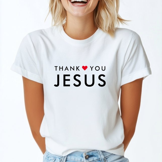 Camiseta Obrigado Jesus | Coração de fé cristã moderna (Criador carregado)
