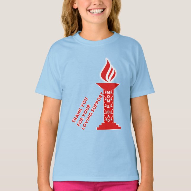 Camiseta Obrigado, mãe e Pai, pelo seu amável apoio (Frente)