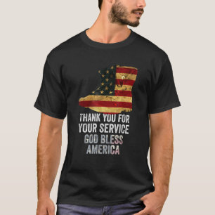 Camiseta Obrigado Pelo Seu Serviço América Deus abençoe Leg