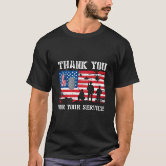 Camiseta Obrigado Pelo Seu Serviço Bandeira Americana Veter