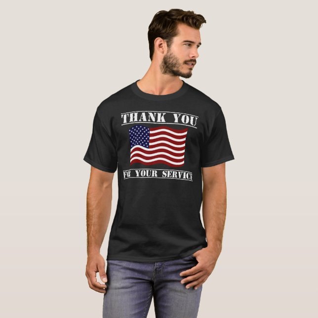 Camiseta Obrigado Pelo Seu Serviço De Bandeira Americana (Frente Completa)
