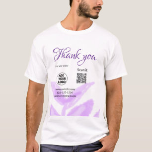 Camiseta Obrigado por encomendar o logotipo de folhas roxas