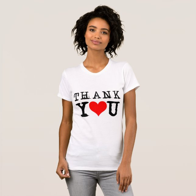Camiseta Obrigado, Red Heart Engraçado White (Frente Completa)