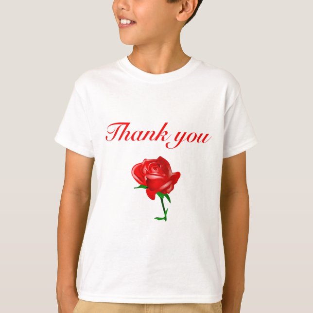 Camiseta obrigado rosa vermelha (Frente)