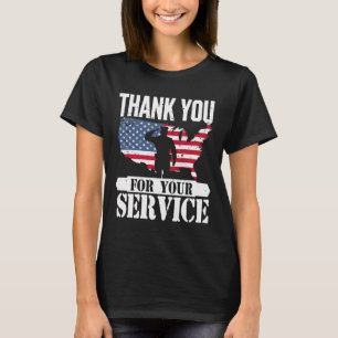 Camiseta Obrigado Serviço Veterano Salute Patriot Militar