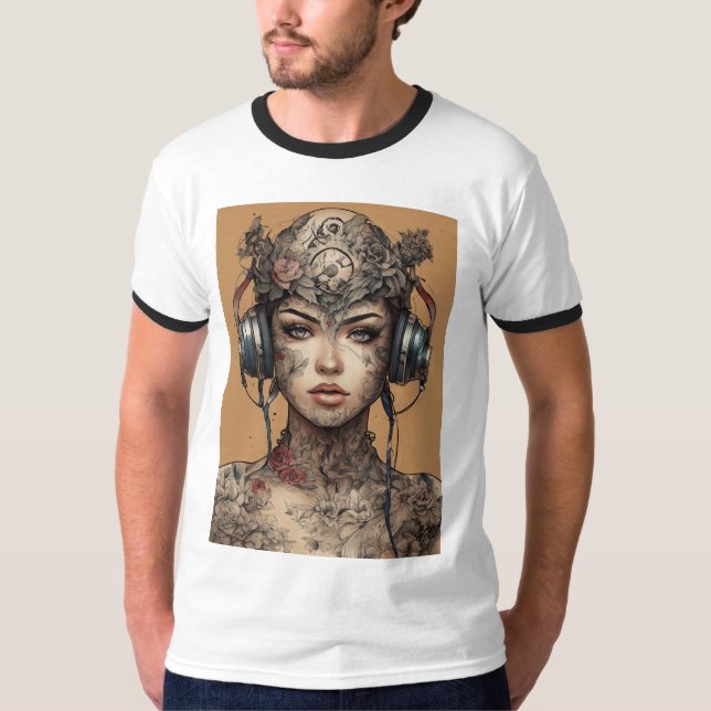 Camiseta Obrigado seus disparadores - estilo de tatuagem In (Frente)