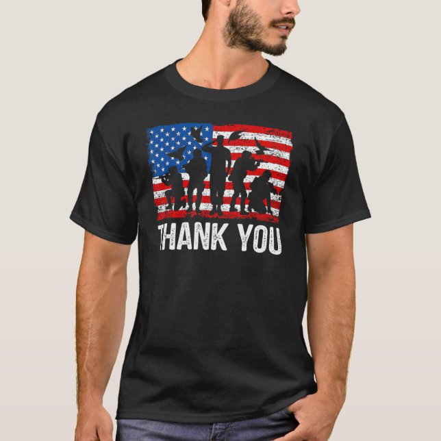 Camiseta Obrigado Sinalizador Patriótico Memor Americano So (Frente)