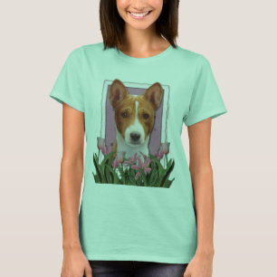 Camiseta Obrigado - tulipas cor-de-rosa - Basenji