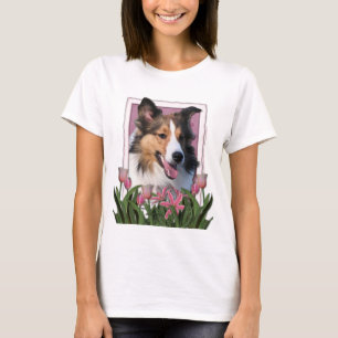 Camiseta Obrigado - tulipas cor-de-rosa - Sheltie