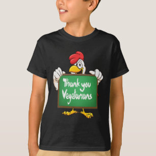 Camiseta Obrigado Vegetarianos Desenhos Animados de Frango