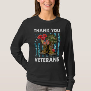 Camiseta Obrigado Veteran Combat Boots Flowers Veteran Da