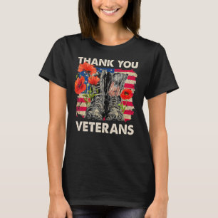 Camiseta Obrigado Veteranos Boots Poppy Flor Veterano Dia