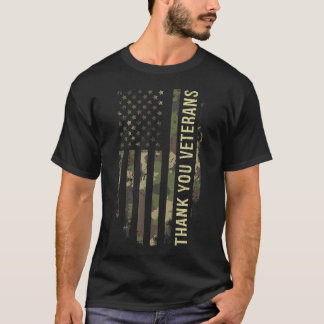 Camiseta Obrigado Veteranos Camuflagem Bandeira Americana