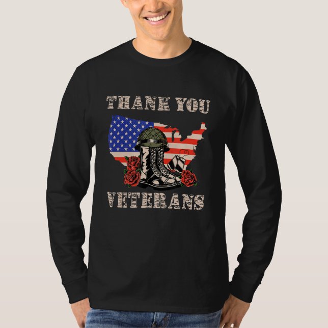 Camiseta Obrigado Veteranos Combatem Botas Helmet Veterans  (Frente)