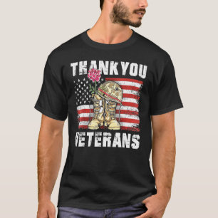 Camiseta Obrigado Veteranos Combatem Botas Poppy Flor Veter