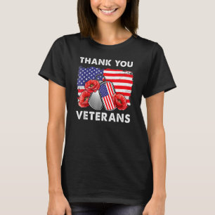 Camiseta Obrigado Veteranos Combatem Botas Poppy Flor Veter