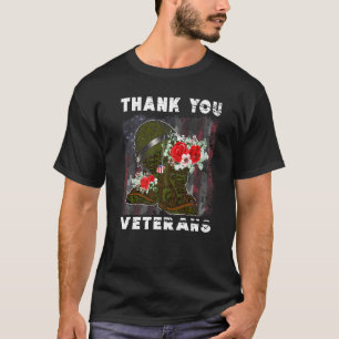 Camiseta Obrigado Veteranos Combatem Botas Poppy Flor Veter