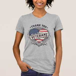 Camiseta Obrigado Veteranos Coração Patriótico Design Vetor