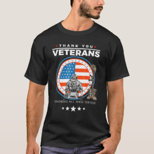Camiseta Obrigado Veteranos Honrando Aqueles Que Serviram P