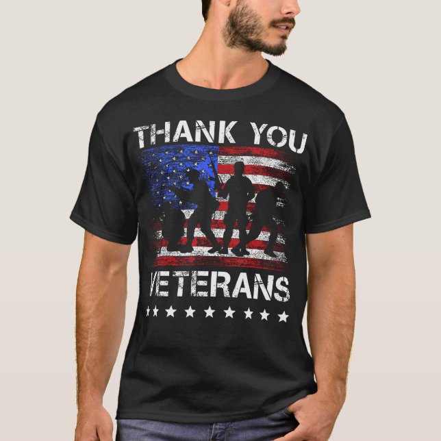 Camiseta Obrigado Veteranos Pelo Orgulhoso Dia Militar Dos  (Frente)