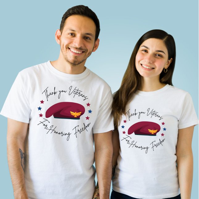 Camiseta Obrigado Veteranos por honrar a liberdade (Criador carregado)