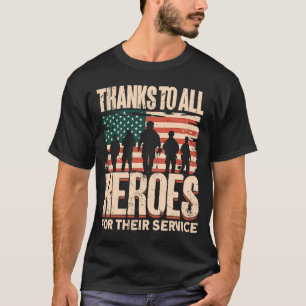 Camiseta Obrigados Para Todos Os Heróis Pelo Serviço Dos Ve