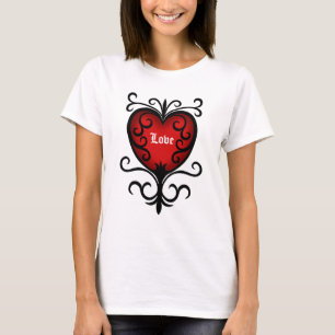 Camiseta Obscuridade elegante ornamentado - coração góti