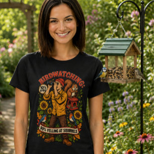 Camiseta Observação de pássaros 10% Pássaros 90% Esquilo Ca