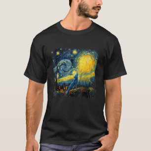 Camiseta Observador de Estrelas Lobo Artístico Estilo Van G