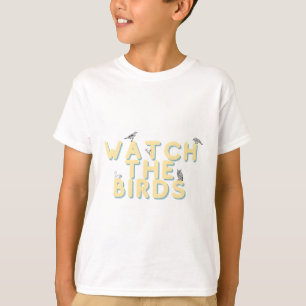 Camiseta observe os passarinhos texto amarelo fofo