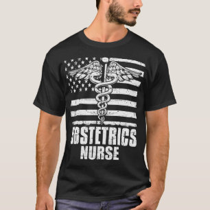 Camiseta Obstetrícia Enfermeira Bandeira Americana