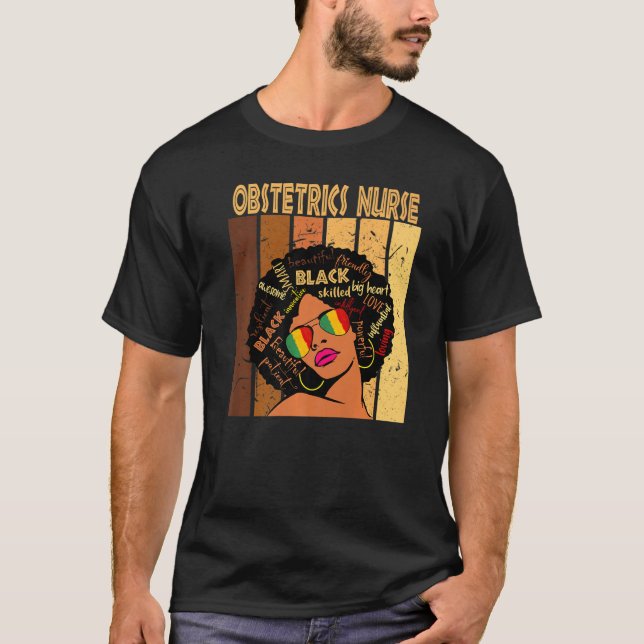 Camiseta Obstetrícia Enfermeira Negra Afro-Americana (Frente)