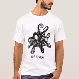 Camiseta Obtenha Kraken! Tshirt de STeampunk do polvo de