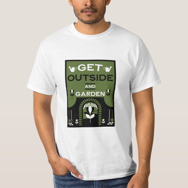 Camiseta Obter Presente de Jardinagem Exterior (Frente)