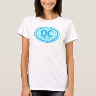 Camiseta OC Ocean City NJ Blue Floral Beach Tag T Shirt