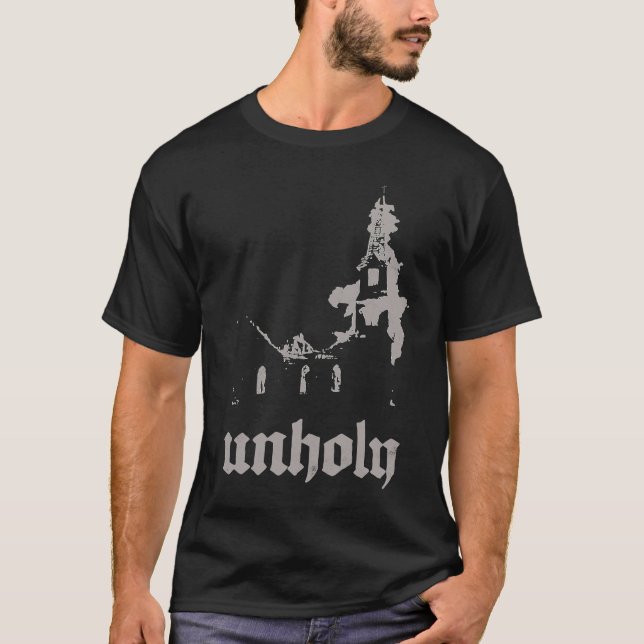 Camiseta Occult Baphomet Atheist Burning Church Unholy Sata (Frente)