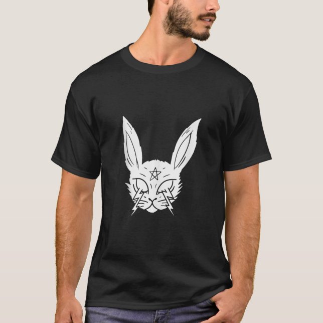Camiseta Occult Witchcraft Gothic Cat Sacred Geometry Dark  (Frente)