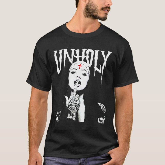 Camiseta Occulto, gótica, nun satânico escura, tatuagens, n (Frente)