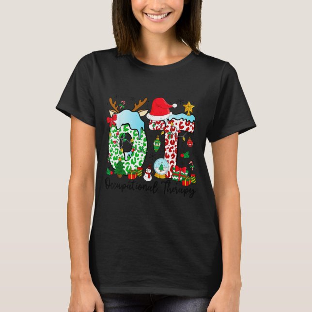 Camiseta Occupational Therapy Christmas Lights Santa Hat Ot (Frente)