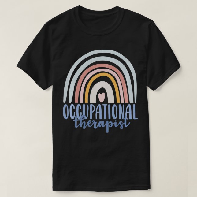 Camiseta Occupational Therapy Worker OT Boho Rainbow Retro  (Frente do Design)