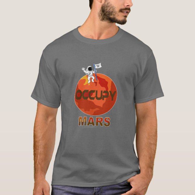 Camiseta Occupy Mars Comic - espaçex - planeta espacial T-S (Frente)