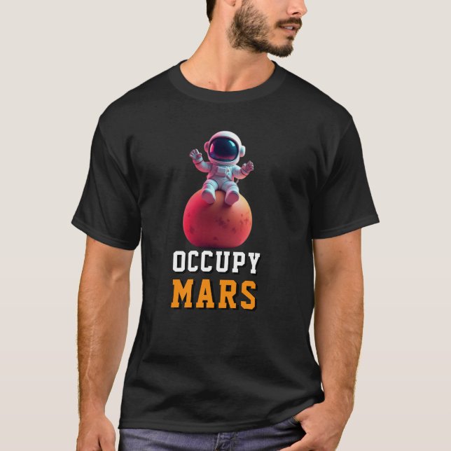 Camiseta OCCUPY MARS Exploração Espacial Engraçada Merchand (Frente)