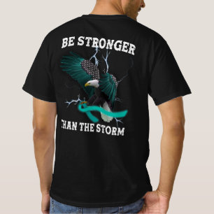 Camiseta OCD e PTSD Eagle Teal Ribbon Sensibilizados
