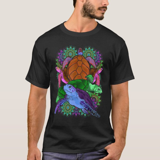 Camiseta Ocean Animal Colorful Mandala Polinésia Havaiana (Frente)