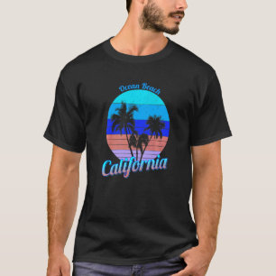 Camiseta Ocean Beach Retro Palm Trees Beach Summ