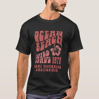 Camiseta Ocean Beach Wild Wave Surf Aesthetic Words On Back