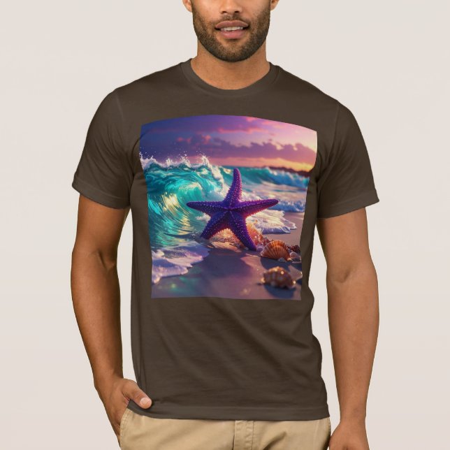 Camiseta Ocean beach with violet starfish (Frente)