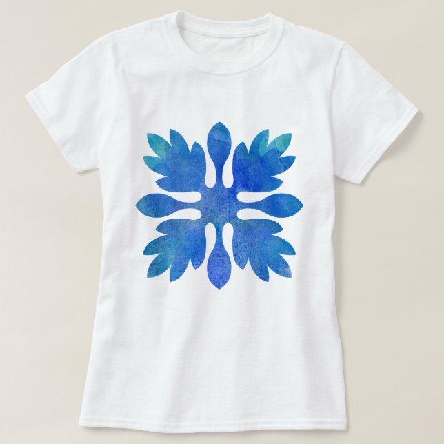 Camiseta Ocean Blue Hawaiian Quilt Modern Boho Island Vibes (Frente do Design)
