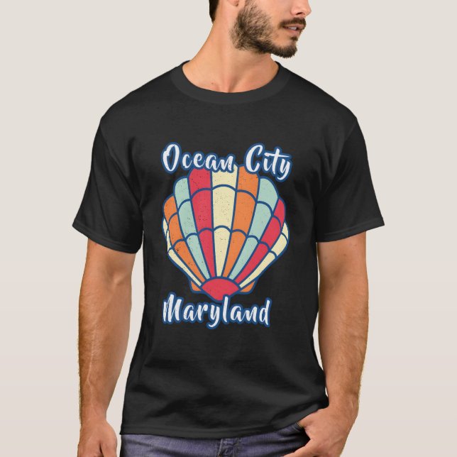 Camiseta Ocean City Beach Seashell Scallop Shell (Frente)