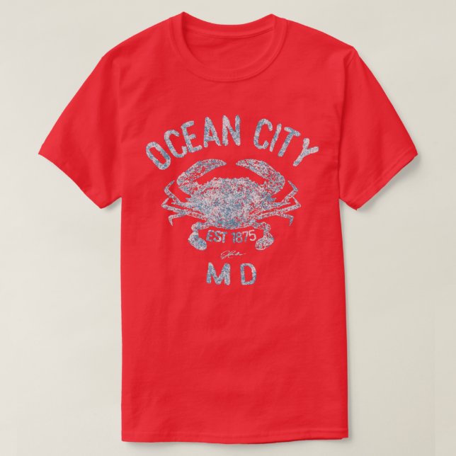 Camiseta Ocean City Maryland Chesapeake Blue Crab (Frente do Design)